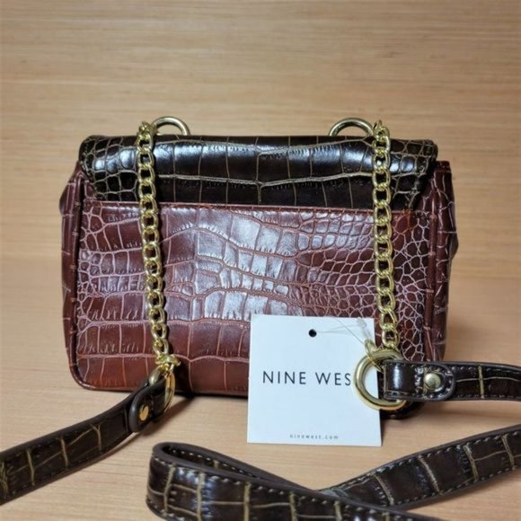 Animal Print Croc Embossed Crossbody Handbag - Picture 2 of 5